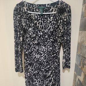 Ralph Lauren size 4 Wrap dress Black and white print